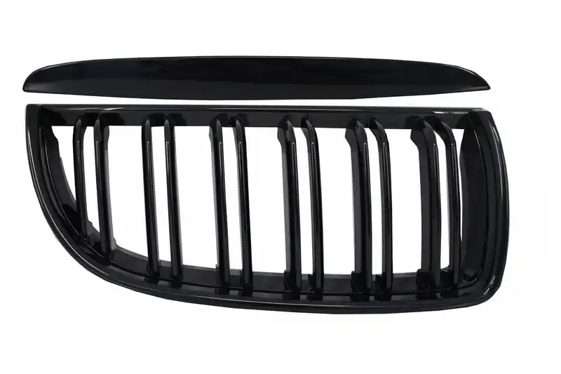 Grile Centrale Duble compatibil cu BMW Seria 3 E90 E91 Pre-LCI (2005-2008) M-Design Negru Lucios-image-6017696