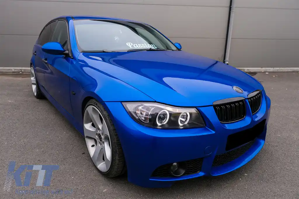 Grile Centrale Duble compatibil cu BMW Seria 3 E90 E91 Pre-LCI (2005-2008) M-Design Negru Lucios-image-6089253