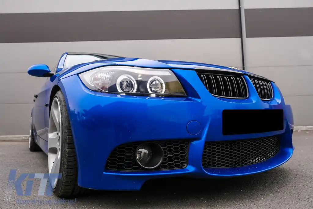 Grile Centrale Duble compatibil cu BMW Seria 3 E90 E91 Pre-LCI (2005-2008) M-Design Negru Lucios-image-6089257