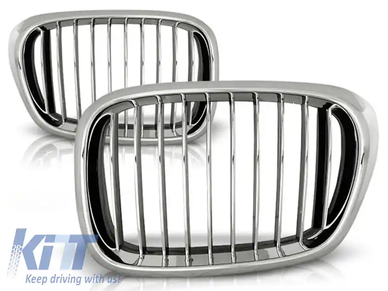 Grile de rinichi cromate cu dublu nervuri, potrivite pentru BMW Seria 5 E39 sedan, break 09.1995-06.2003