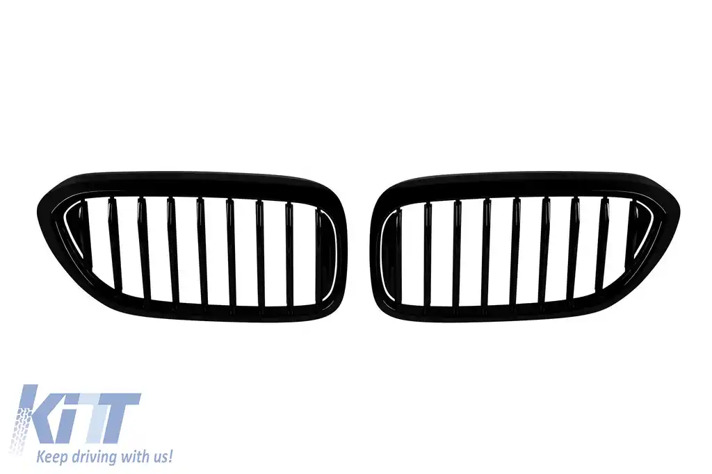 Grile de rinichi cu nervuri simple vopsite în negru, potrivite pentru BMW Seria 5 G30 sedan, G31 break 2017-2020