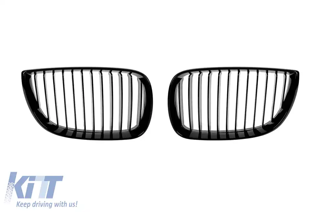 Grile de rinichi cu nervuri simple, vopsite în negru, potrivite pentru BMW Seria 1 E81, E82, E87, E88 2003-2007