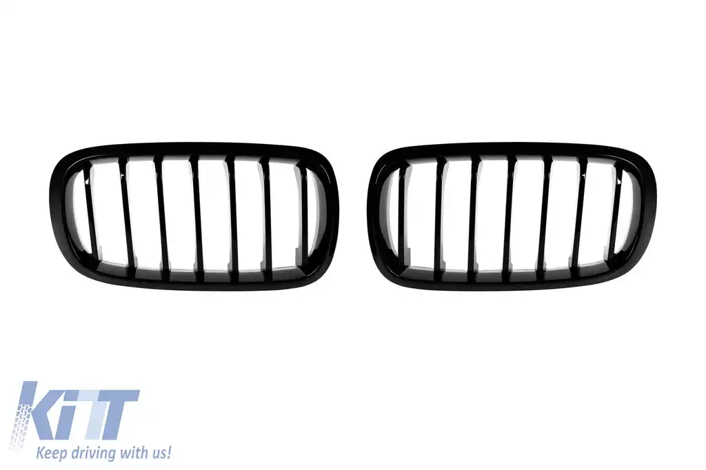 Grile de rinichi cu nervuri simple vopsite în negru, potrivite pentru BMW X5 F15 2013-2018, X6 F16 2014-2019
