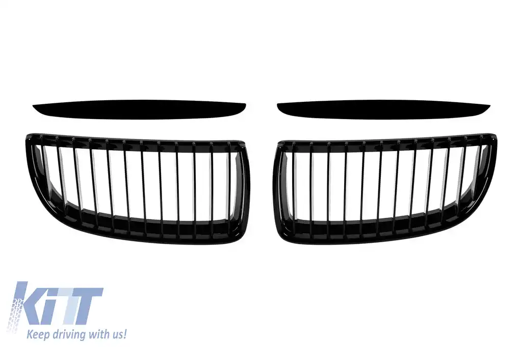 image-79-Grile de rinichi cu nervuri unice vopsite în negru, potrivite pentru BMW Seria 3 E90, E91 2005-2007