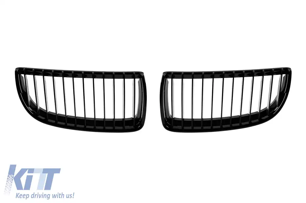 Grile de rinichi cu nervuri unice vopsite în negru, potrivite pentru BMW Seria 3 E90, E91 2005-2007-image-6146731