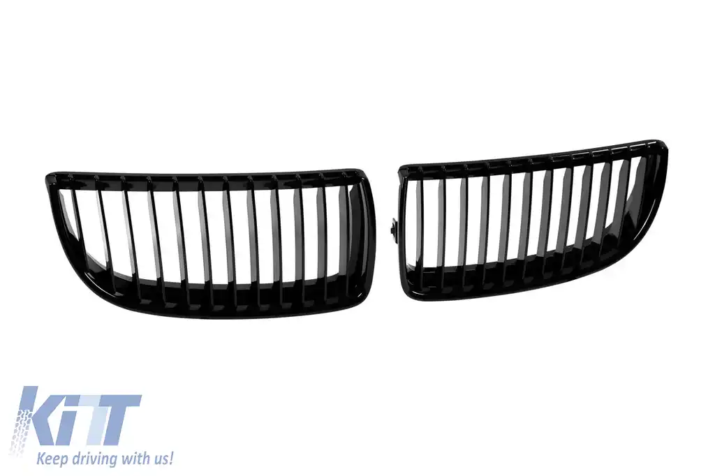Grile de rinichi cu nervuri unice vopsite în negru, potrivite pentru BMW Seria 3 E90, E91 2005-2007-image-6146732