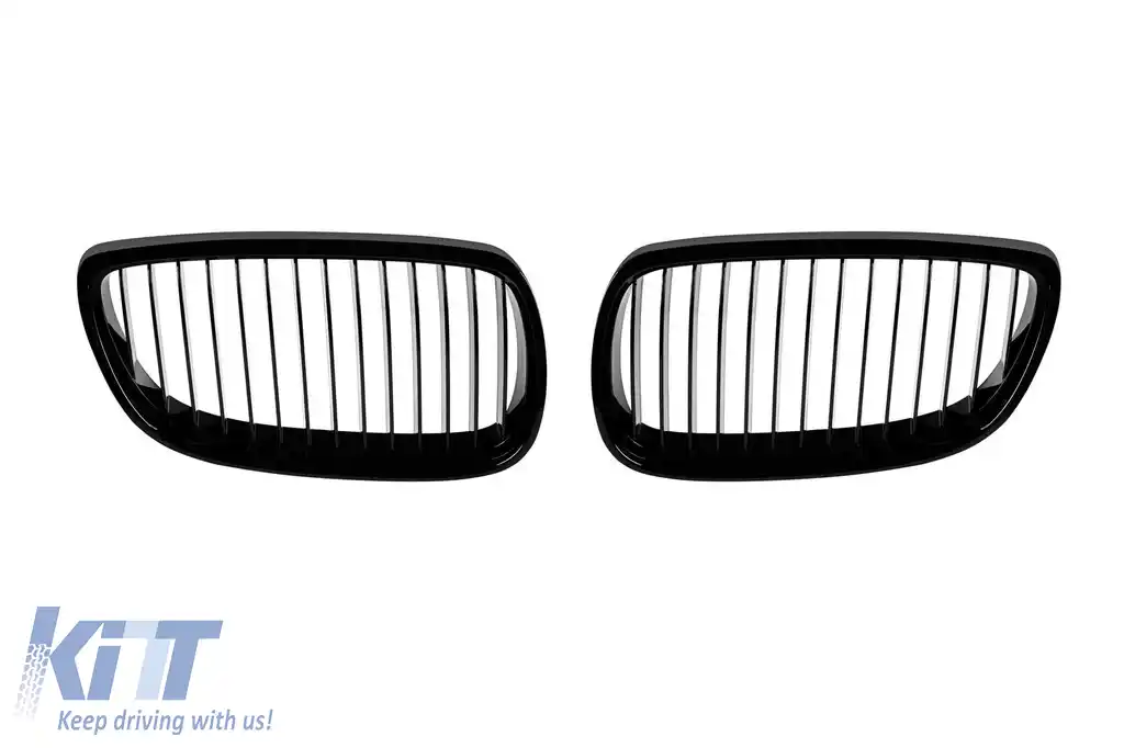 Grile de rinichi cu nervuri unice, vopsite în negru, potrivite pentru BMW Seria 3 E92 2007-2009, E93 2007-2010