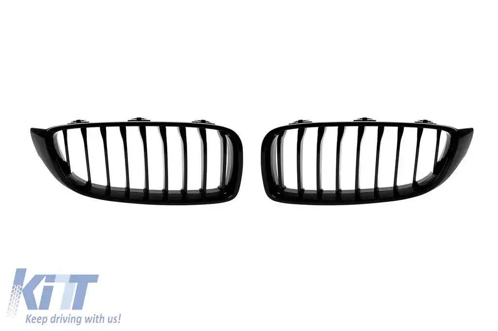 Grile de rinichi cu nervuri unice vopsite în negru potrivite pentru BMW Seria 4 F32 coupe, F33 cabrio, F36 Gran Coupe 2013-2019