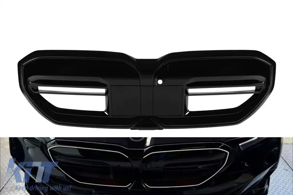 Grile de rinichi iluminate Iconic Glow potrivite pentru BMW Seria 5 G60, G61 după 2024, lac negru