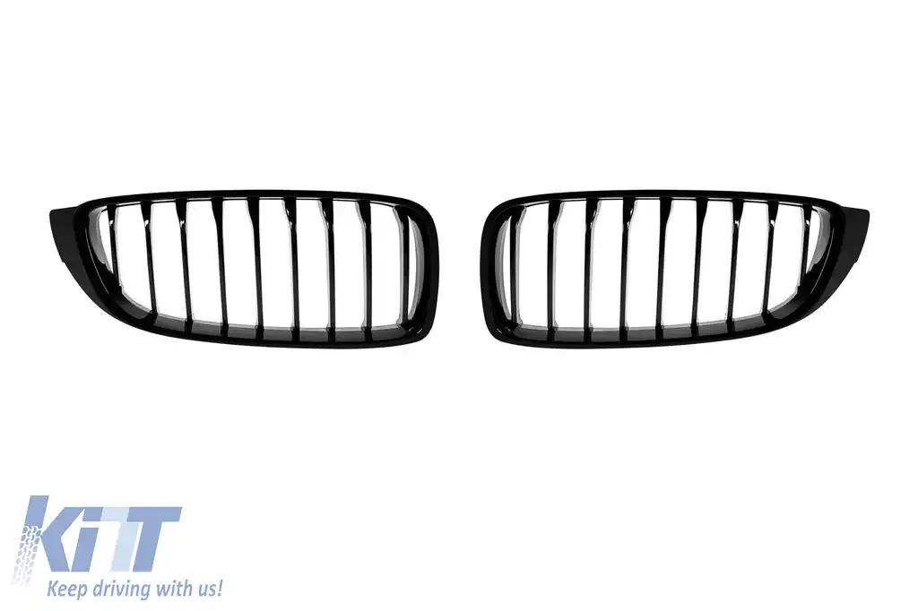 Grile de rinichi negre potrivite pentru BMW Seria 4 F32, F33, F36 2013-2021 cu fante unice