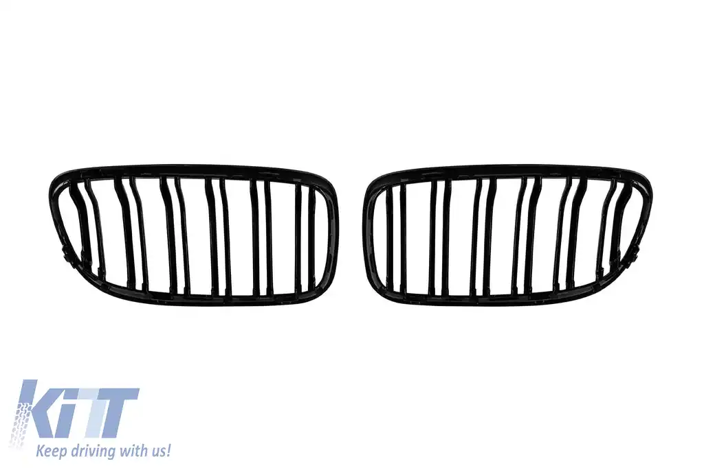 Grile de rinichi tip M3 cu nervuri duble, lac negru cu decorare M, potrivite pentru BMW Seria 3 E90 sedan, E91 touring 2008-2012-image-6145678
