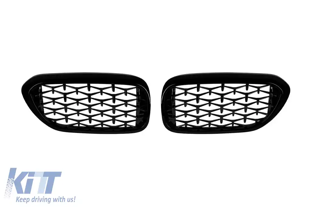 Grile de tip rinichi diamantate cu lac negru, potrivite pentru BMW Seria 5 G30 sedan, G31 touring 2017-2020