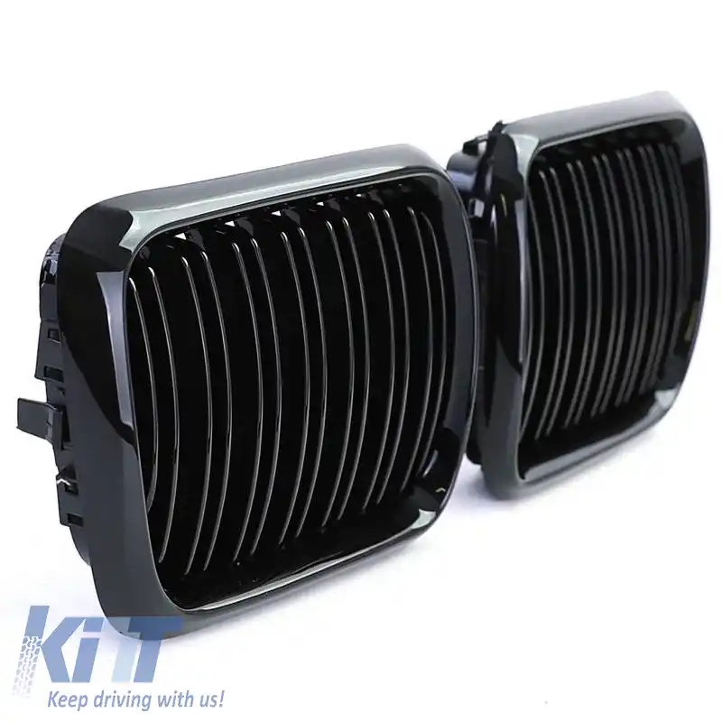 Grile frontale potrivite pentru BMW 3 E36 96-99 M4 Look cu grilă dublă lucioasă neagră 2 buc.-image-6295900