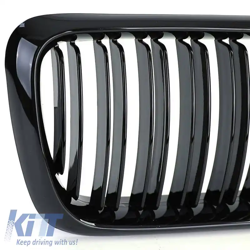 Grile frontale potrivite pentru BMW 3 E36 96-99 M4 Look cu grilă dublă lucioasă neagră 2 buc.-image-6295902