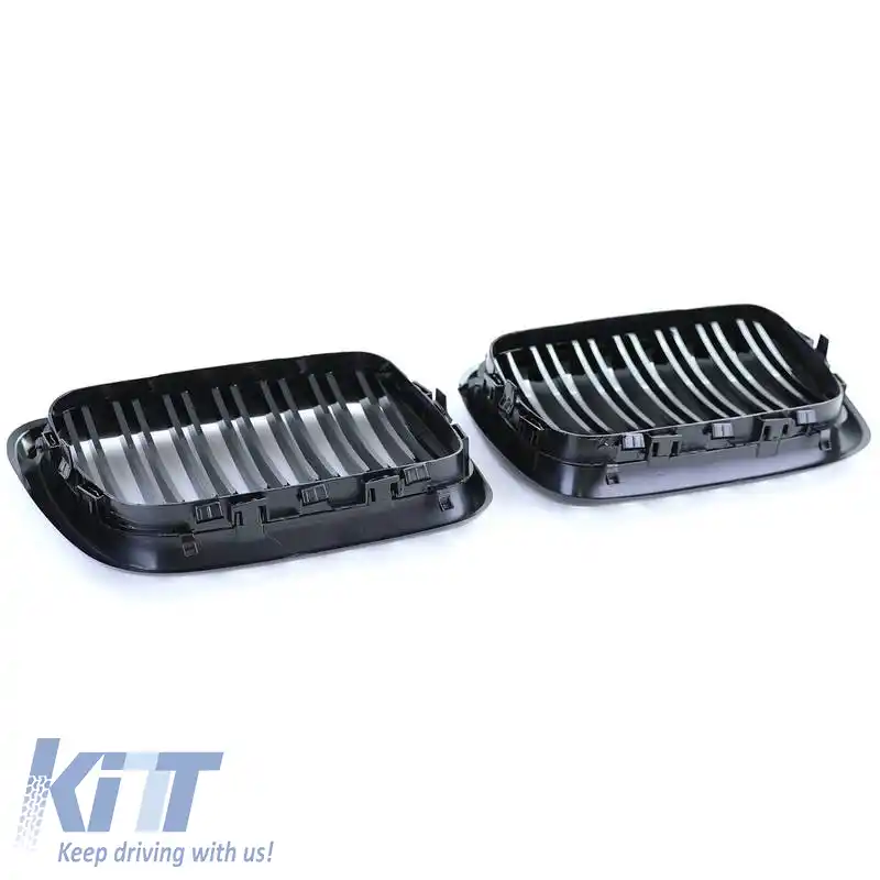 Grile frontale potrivite pentru BMW 3 E36 96-99 M4 Look cu grilă dublă lucioasă neagră 2 buc.-image-6295904