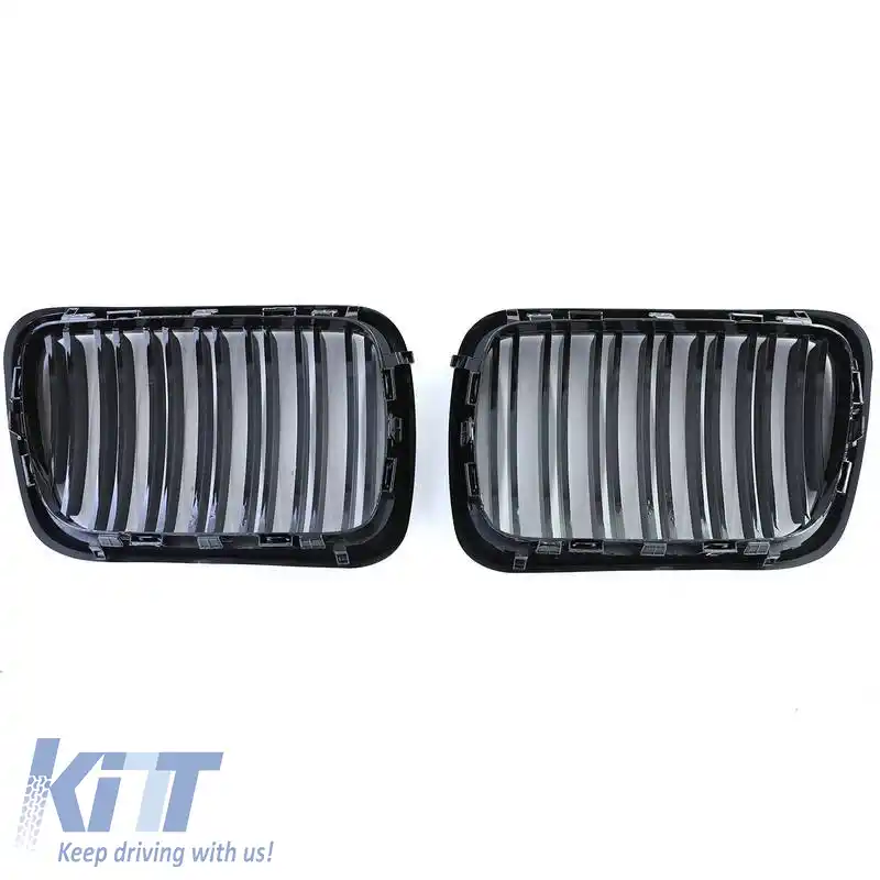Grile frontale potrivite pentru BMW 3 E36 96-99 M4 Look cu grilă dublă lucioasă neagră 2 buc.-image-6295905