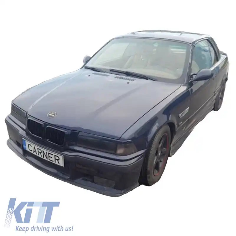 Grile frontale potrivite pentru BMW 3 E36 96-99 M4 Look cu grilă dublă lucioasă neagră 2 buc.-image-6295906