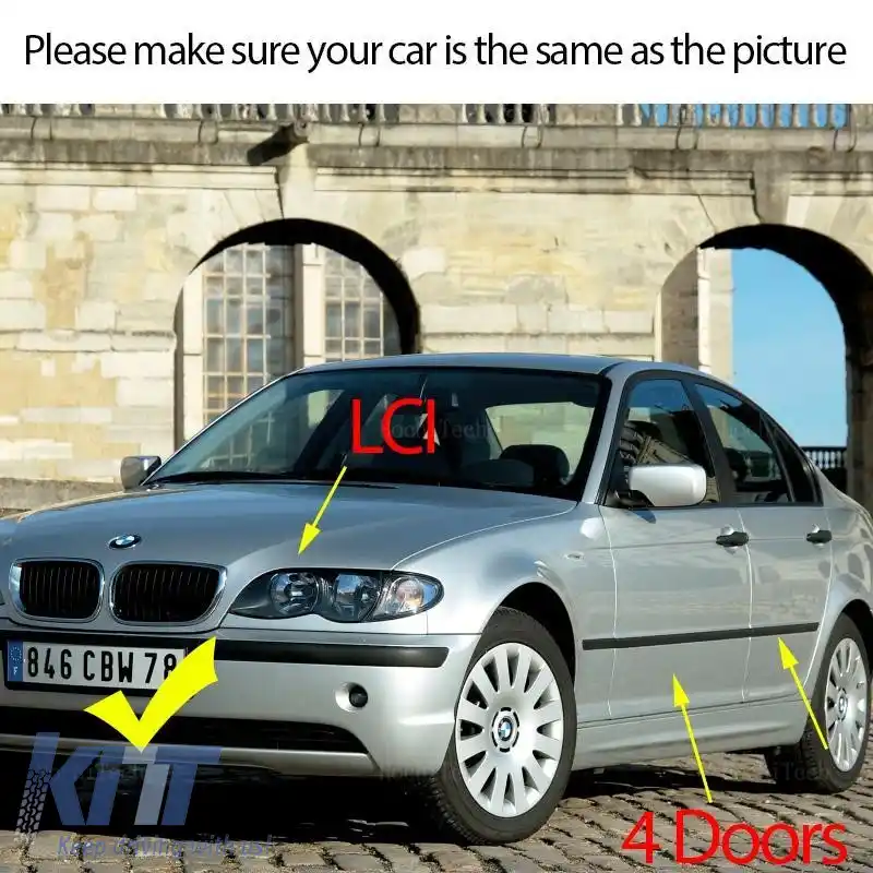 Grile frontale potrivite pentru BMW 3 E46 02-05 Sedan/Touring M4 Look cu grilă dublă tri-color glossy negru 2 buc.-image-6312171