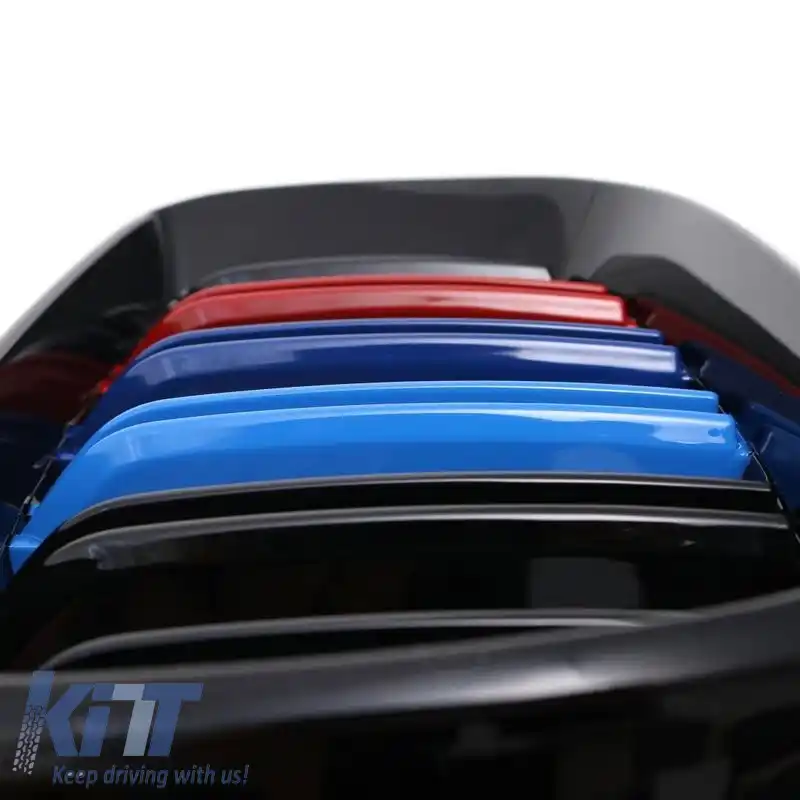 Grile frontale potrivite pentru BMW 3 E46 02-05 Sedan/Touring M4 Look cu grilă dublă tri-color glossy negru 2 buc.-image-6312173