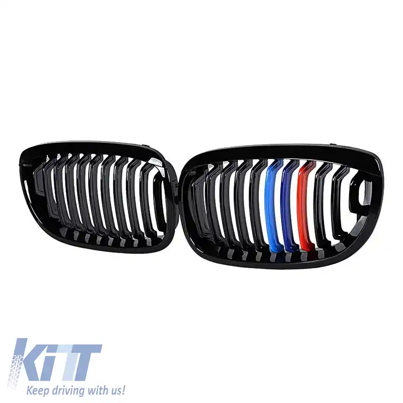 Grile frontale potrivite pentru BMW 3 E46 03-06 Coupe/Cabrio Tri-color / Negru lucios 2 buc.-image-6304819