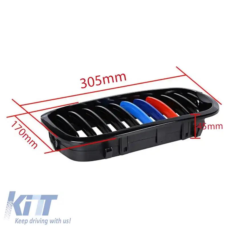 Grile frontale potrivite pentru BMW 3 E46 03-06 Coupe/Cabrio Tri-color / Negru lucios 2 buc.-image-6304820