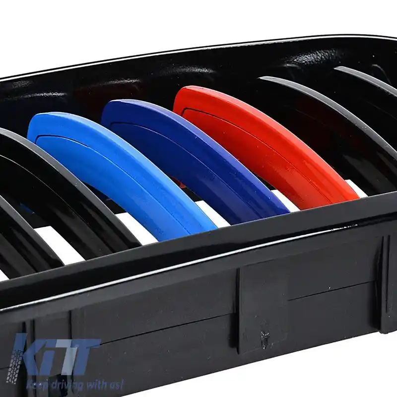 Grile frontale potrivite pentru BMW 3 E46 03-06 Coupe/Cabrio Tri-color / Negru lucios 2 buc.-image-6304821