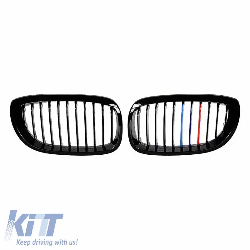 Grile frontale potrivite pentru BMW 3 E46 03-06 Coupe/Cabrio Tri-color / Negru lucios 2 buc.-image-6304824
