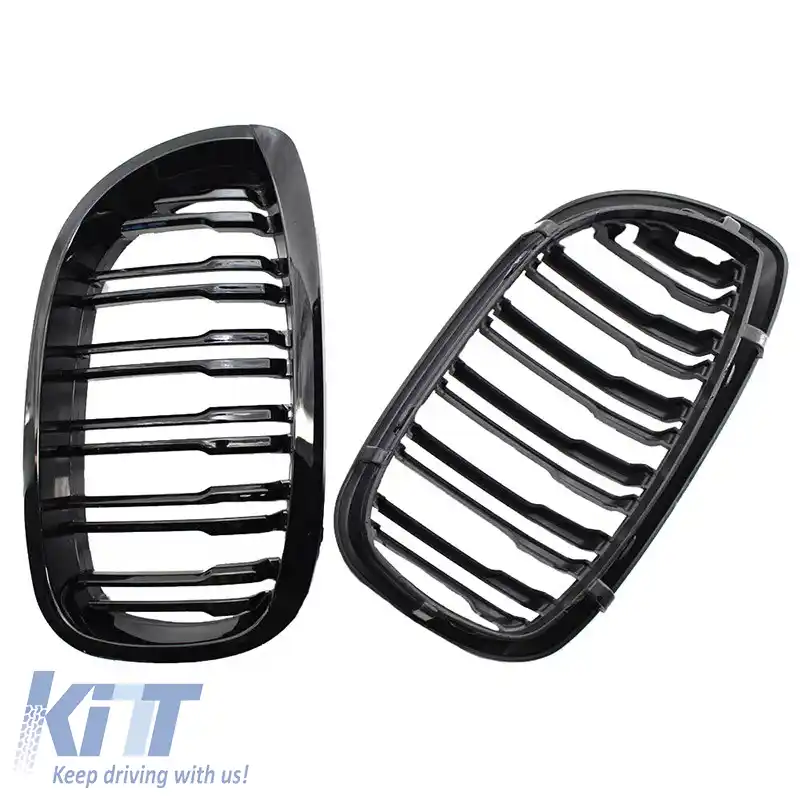 Grile frontale potrivite pentru BMW 3 E46 03-06 Coupe/Cabrio M4 Look cu grilă dublă 4D negru lucios 2 buc.-image-6304863