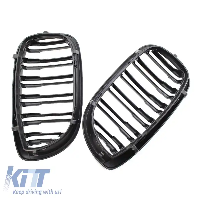 Grile frontale potrivite pentru BMW 3 E46 03-06 Coupe/Cabrio M4 Look cu grilă dublă 4D negru lucios 2 buc.-image-6304864