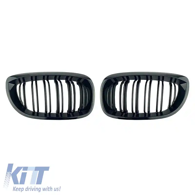 Grile frontale potrivite pentru BMW 3 E46 03-06 Coupe/Cabrio M4 Look cu grilă dublă neagră lucioasă 2 buc.-image-6304881