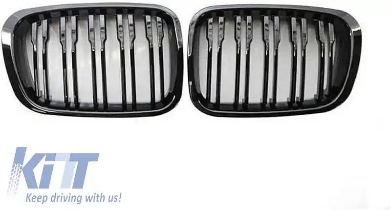 Grile frontale potrivite pentru BMW 3 E46 99-01 Sedan/Touring/Compact M4 Look cu grilă dublă neagră lucioasă 2 buc.-image-6318157