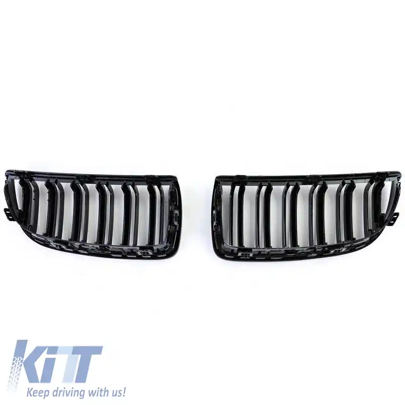 Grile frontale potrivite pentru BMW 3 E90/E91 05-08 M4 Look cu grilă dublă lucioasă neagră 4 buc.-image-6318139