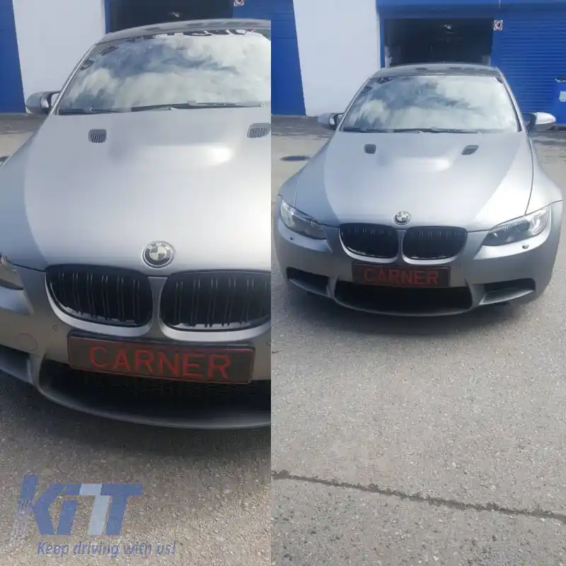 Grile frontale potrivite pentru BMW 3 E92/E93 06-11 M4 Look cu grilaj dublu negru lucios 2 buc.-image-6295933