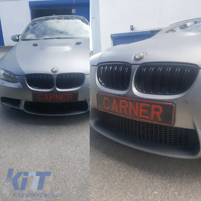 Grile frontale potrivite pentru BMW 3 E92/E93 06-11 M4 Look cu grilaj dublu negru lucios 2 buc.-image-6295936