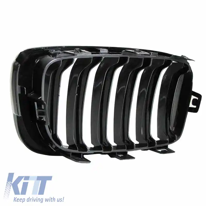 Grile frontale potrivite pentru BMW 4 F32 / F33 / F36 13-16 M4 Look cu grilă dublă lucioasă neagră 2 bucăți-image-6290157