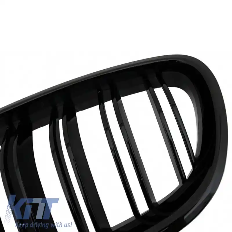 Grile frontale potrivite pentru BMW 5 F10 / F11 / F18 10-16 M4 Look cu grilă dublă lucioasă neagră V.2 2 buc.-image-6308098