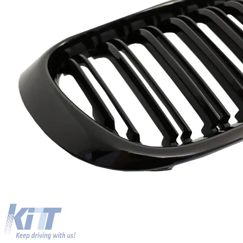 Grile frontale potrivite pentru BMW X3 F25 LCI 14-17 / X4 F26 14-17 aspect M4 cu grilă dublă, negru lucios, cu 7 grile 2 buc.-image-6299499