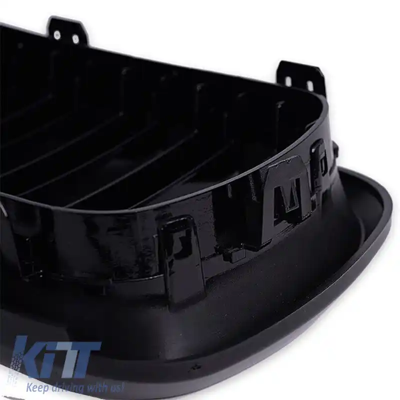 Grile frontale potrivite pentru BMW X5 F15 / X6 F16 13-18 M4 Look cu grilă dublă tri-color negru lucios 2 buc.-image-6308310