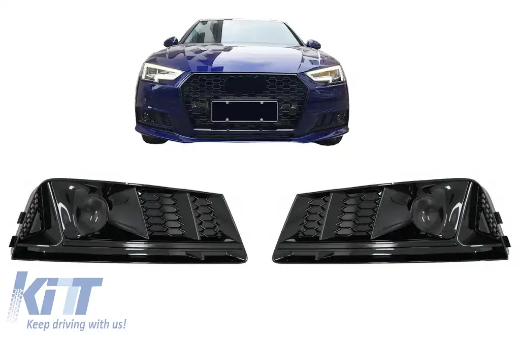 image-9-Grile Laterale compatibil cu Audi A4 B9 Sedan Avant (2016-2018) RS4 Design Negru