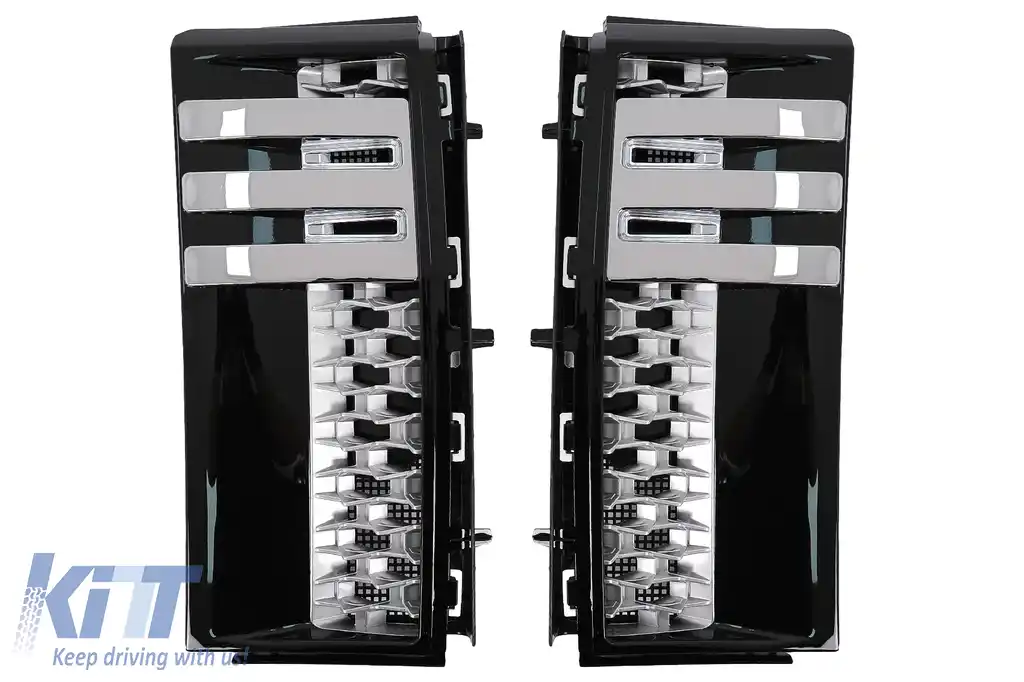 Grile Laterale compatibil cu Land Range Rover Vogue III L322 (2002-2012) Autobiography Side Vents Piano Black Silver Edition
