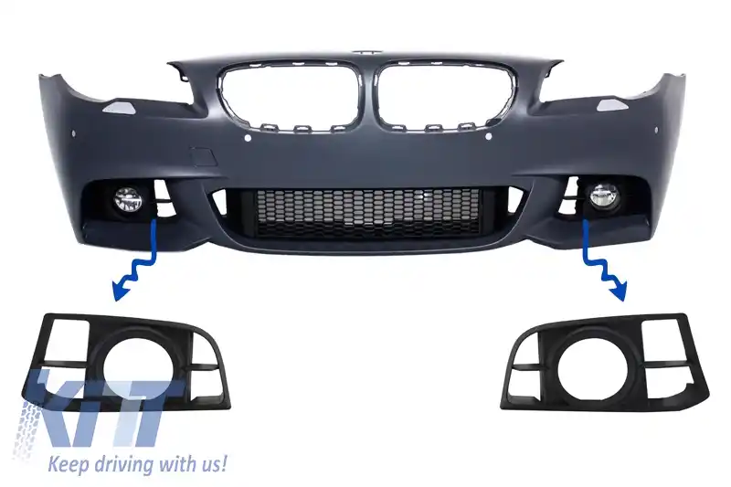 Grile Laterale Ornament Proiectoare compatibil cu BMW Seria 5 F10 F11 NON-LCI LCI Desing pentru bara fata M-Technik Design