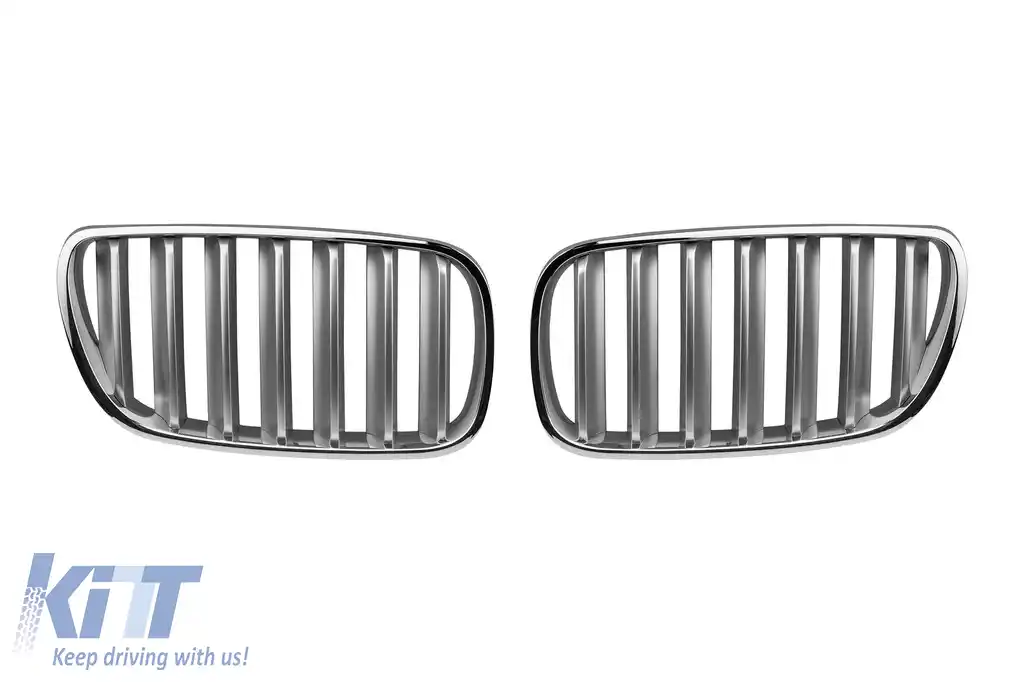 Grile rinichi cromate/gri potrivite pentru BMW X3 E83 2007-2010