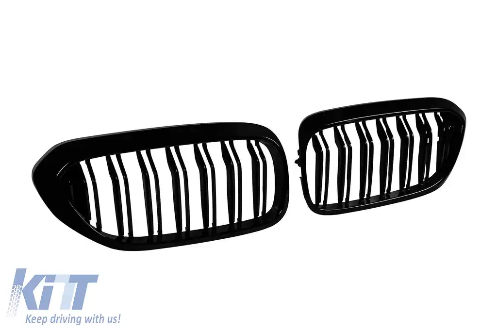 Grile rinichi cu două lamele negre lucioase, potrivite pentru BMW Seria 5 G30, G31 2017-2020-image-6162809