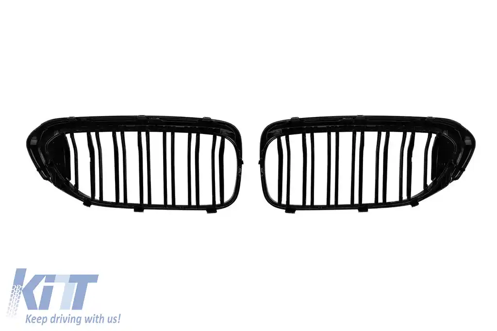 Grile rinichi cu două lamele negre lucioase, potrivite pentru BMW Seria 5 G30, G31 2017-2020-image-6162810