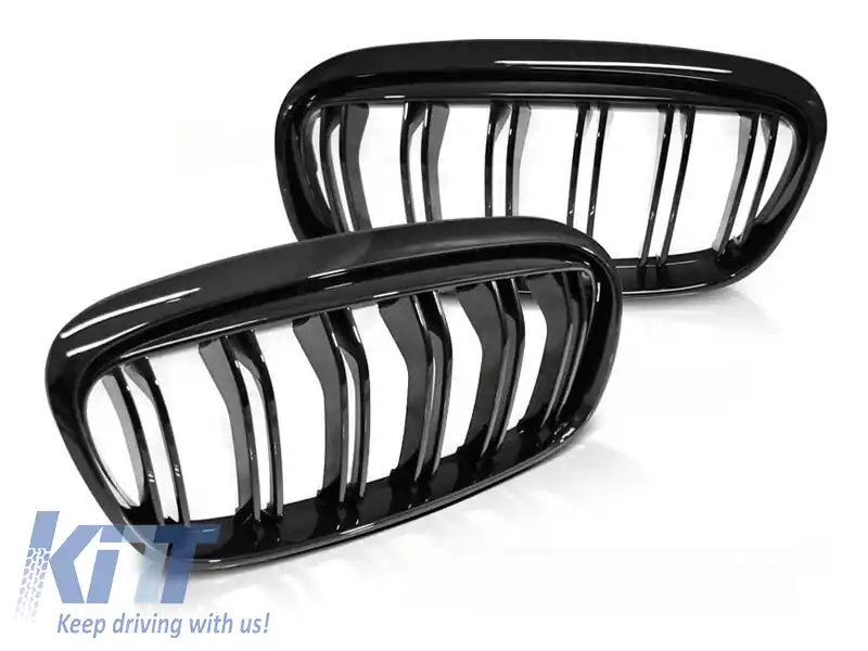 Grile rinichi cu dublu nervură în lac negru potrivite pentru BMW Seria 2 F45 Active Tourer, F46 Gran Tourer 2014-2018