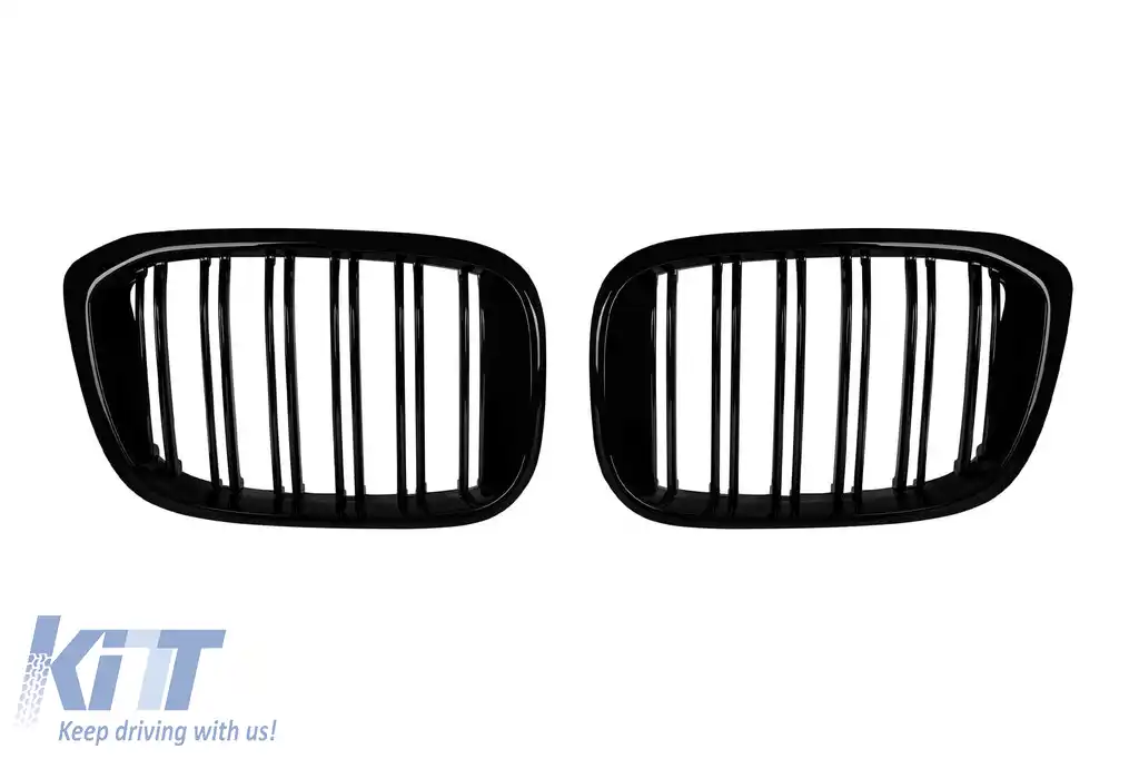 Grile rinichi cu fante duble vopsite în negru, potrivite pentru BMW X3 G01, X4 G02 2017-2021