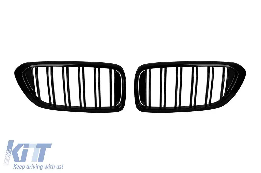 Grile rinichi cu fante duble vopsite în negru, potrivite pentru BMW Seria 6 GT G32 2017-2020