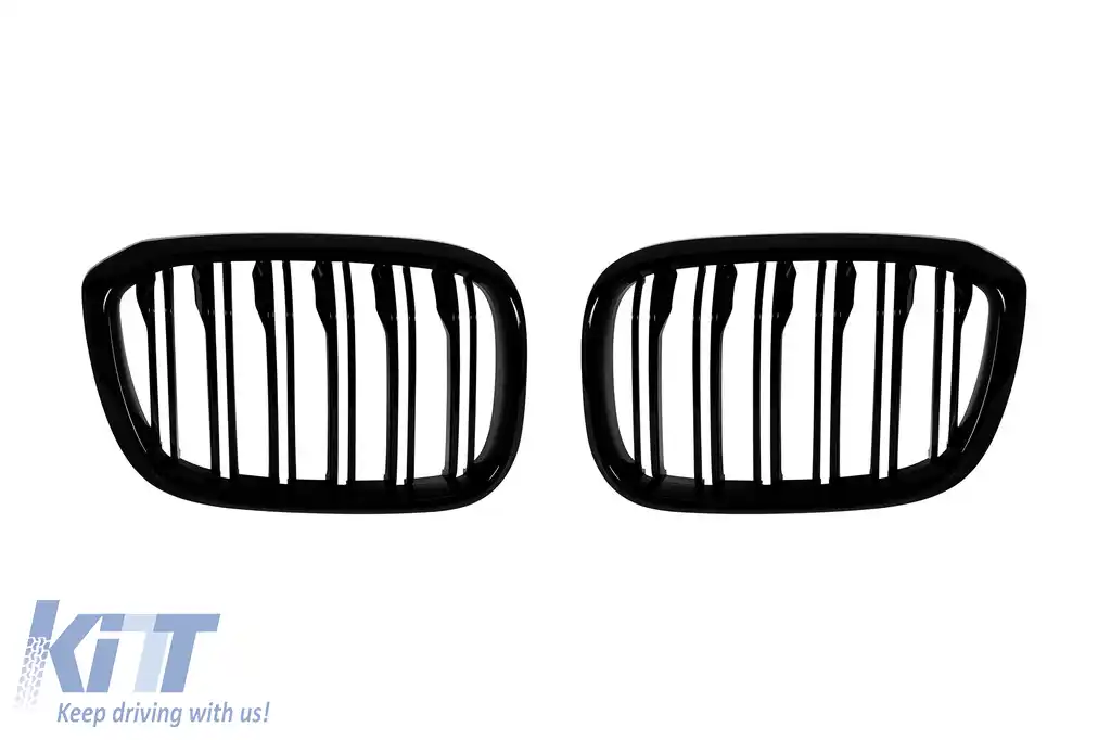 Grile rinichi cu fante duble vopsite în negru, potrivite pentru BMW X3 G01, X4 G02 2017-2021