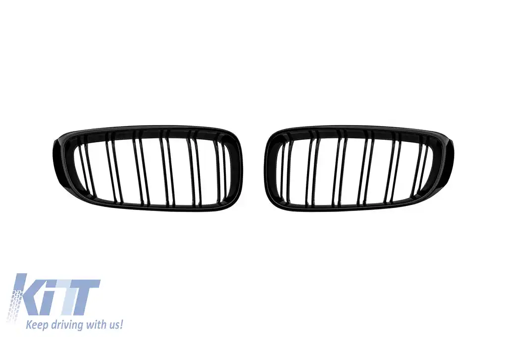 Grile rinichi cu nervuri duble vopsite în negru, potrivite pentru BMW Seria 3 GT F34 2013-2016