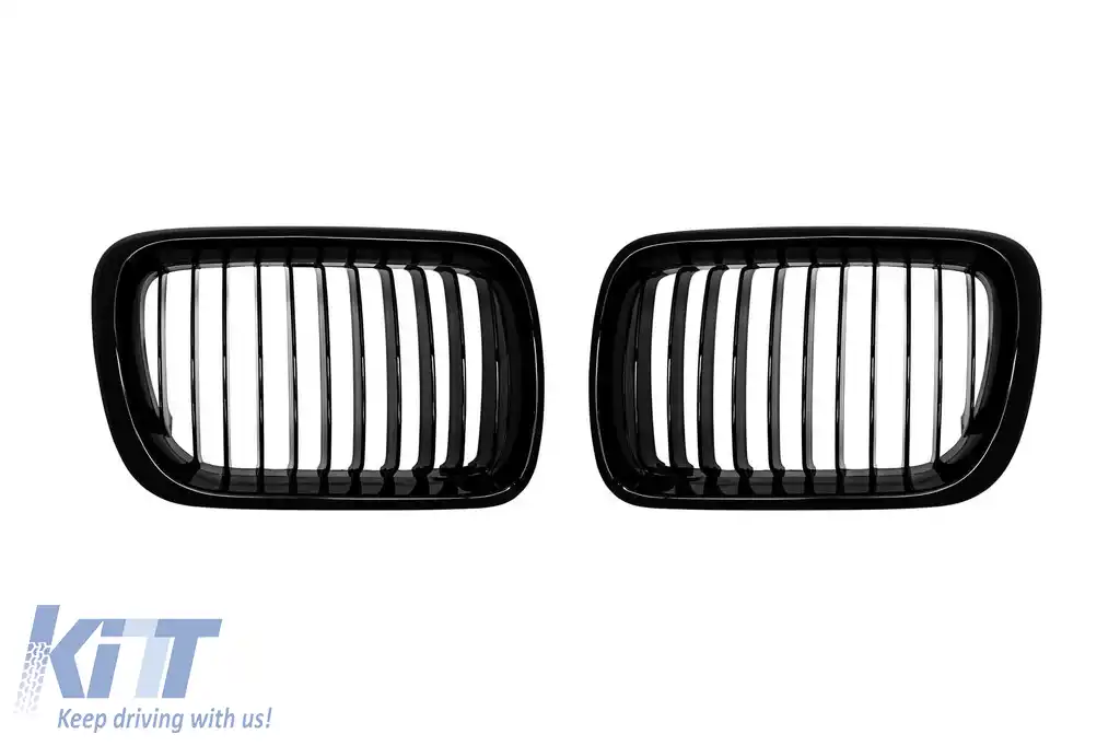 Grile rinichi cu nervuri unice vopsite în negru, potrivite pentru BMW Seria 3 E36 sedan, break, coupe, cabriolet, compact 1997-1999